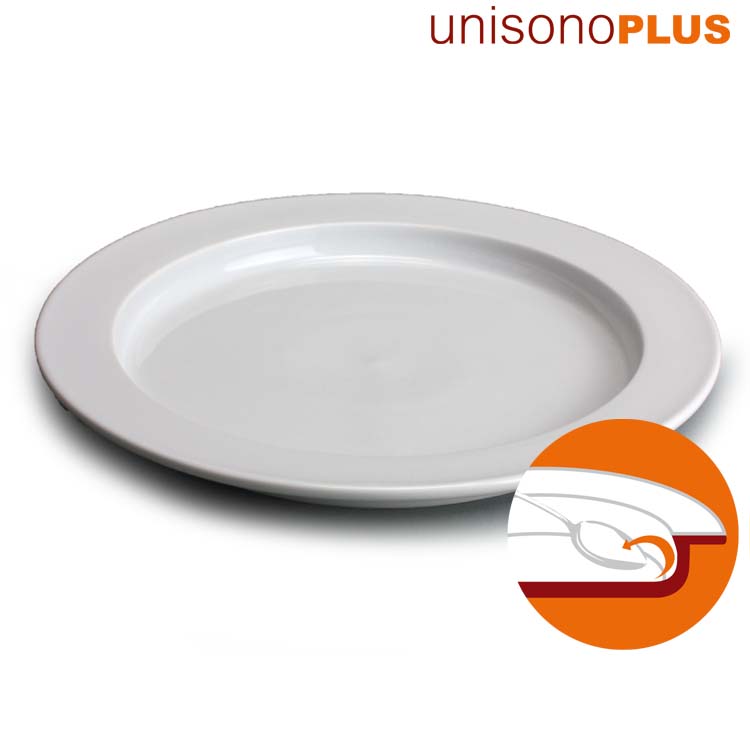 unisonoPLUS Spezial Speiseteller Porzellan mit Schiebekante 25 cm - weiß