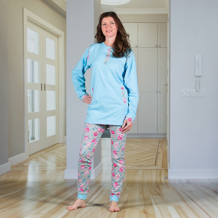 Pflegeoverall im Pyjama-Look  Damen Schlafanzug Einteiler