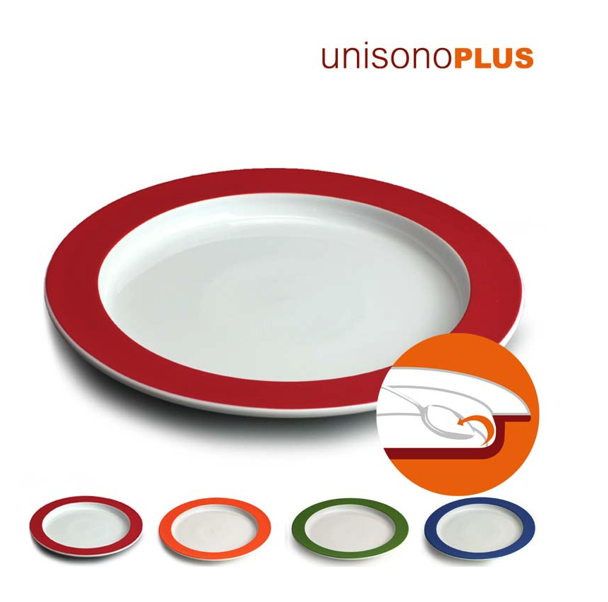 unisonoPLUS Spezial Speiseteller Porzellan mit Schiebekante 25 cm - farbig