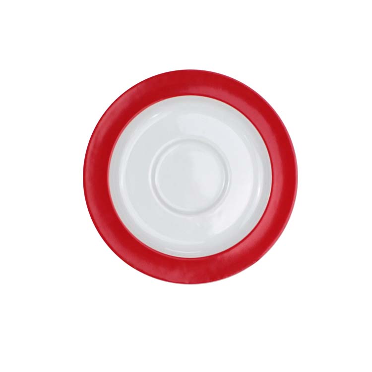 unisonoPLUS Untertasse für Porzellan-Becher 300 ml, Fahne außen, rot